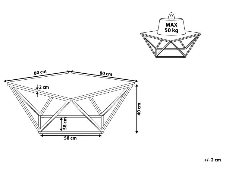 Mesa de centro MDF Efecto mármol Beige