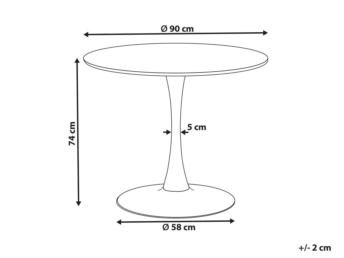 Mesa de comedor madera oscura/negro ⌀ 90 cm