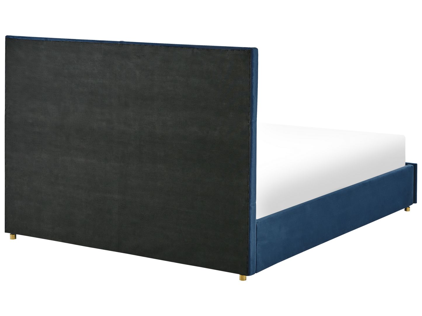 Cama con almacenaje de terciopelo azul marino/dorado 160 x 200 cm