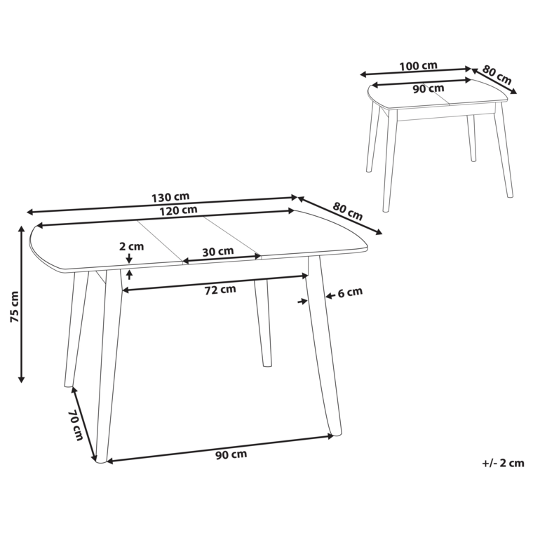 Mesa de comedor extensible madera clara 100/130 x 80 cm