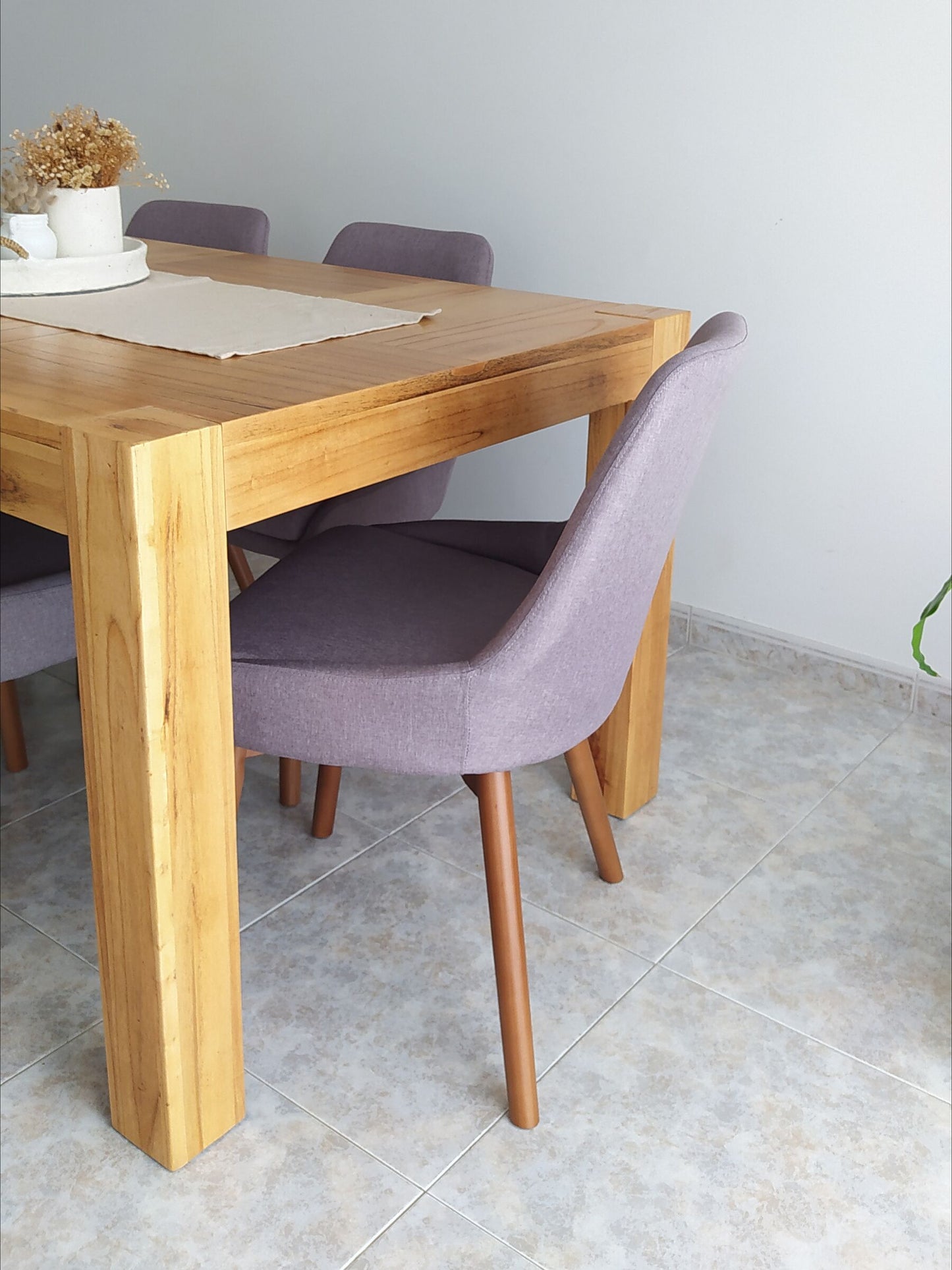 Conjunto de 2 Silla de comedor Tejido Gris pardo
