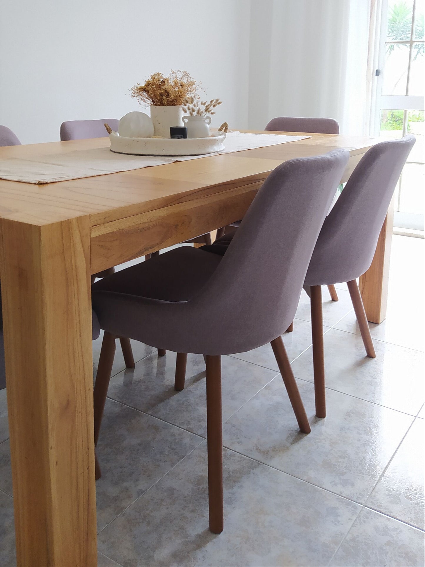 Conjunto de 2 Silla de comedor Tejido Gris pardo