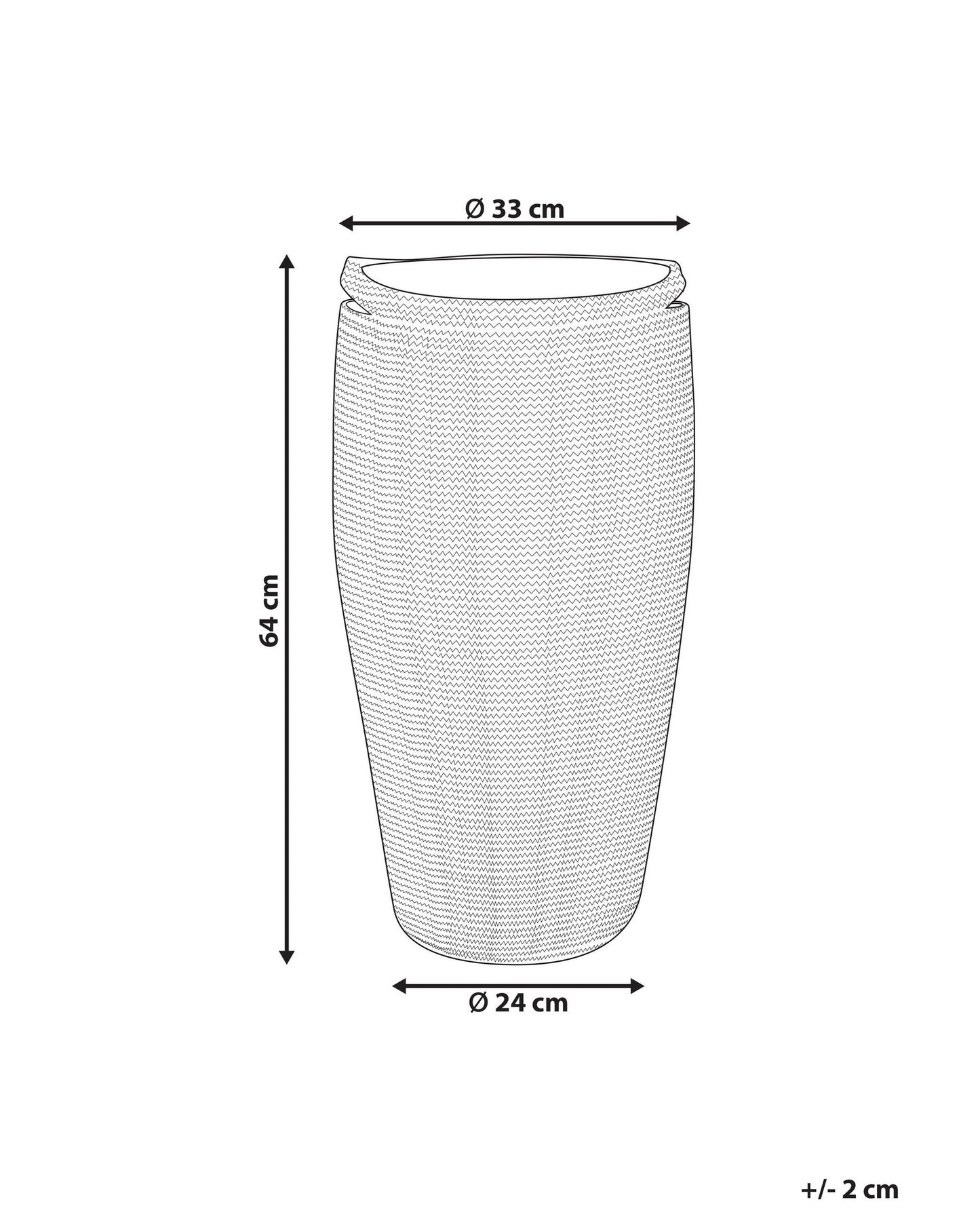 Cesta de algodón blanco/negro 64 cm