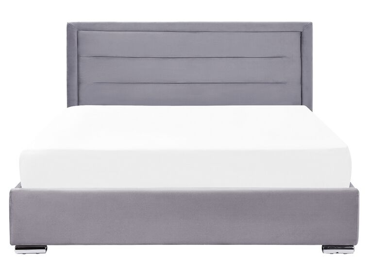 Cama con almacenaje de terciopelo gris oscuro