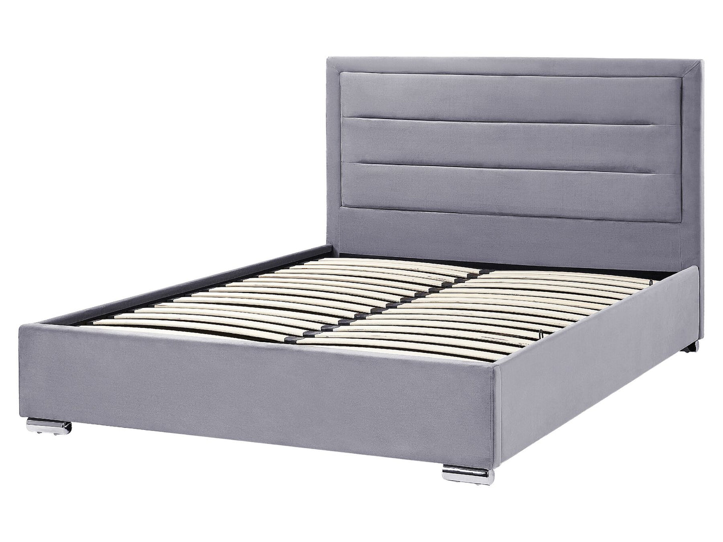 Cama con almacenaje de terciopelo gris oscuro