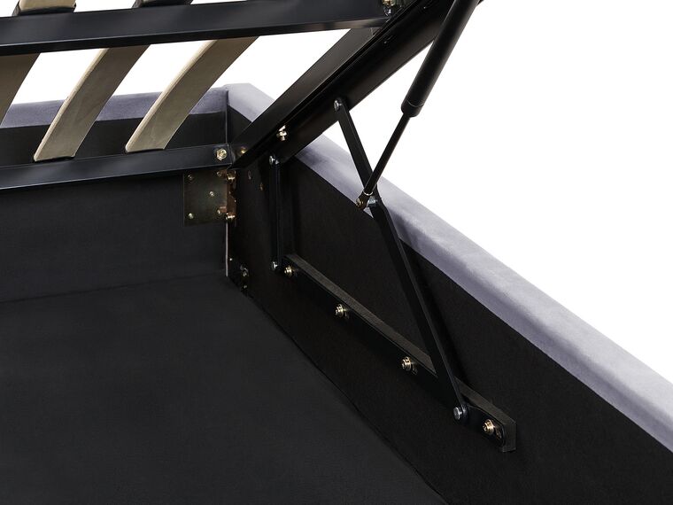 Cama con almacenaje de terciopelo gris oscuro