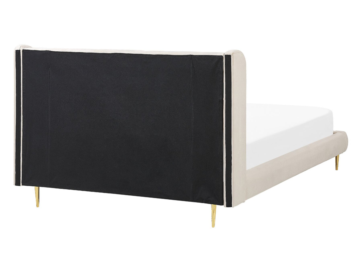 Cama con somier de terciopelo beige/dorado 160 x 200 cm