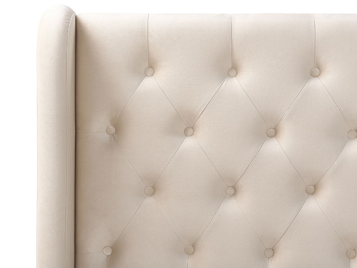 Cama con somier de terciopelo beige/dorado 160 x 200 cm