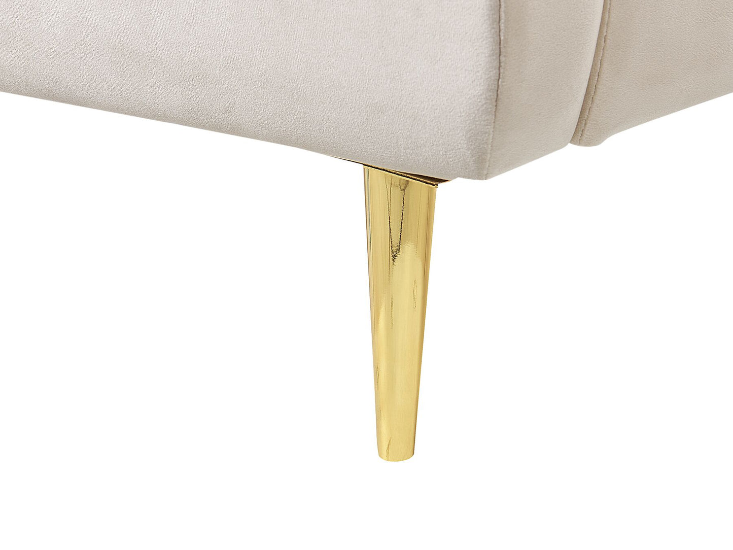 Cama con somier de terciopelo beige/dorado 160 x 200 cm