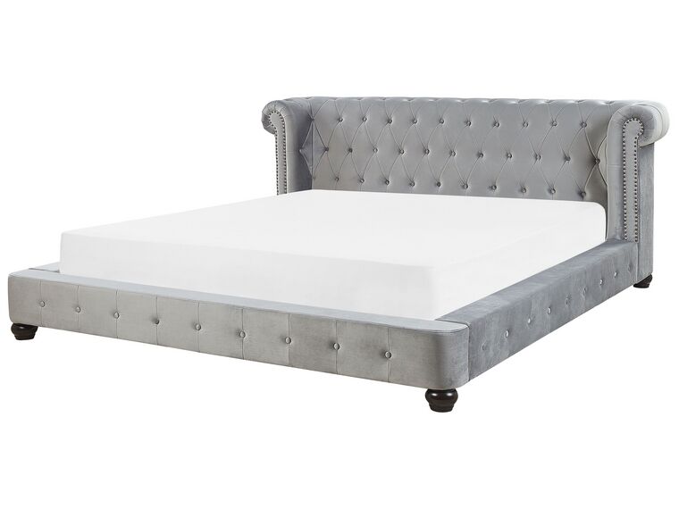 Cama de agua de terciopelo gris claro