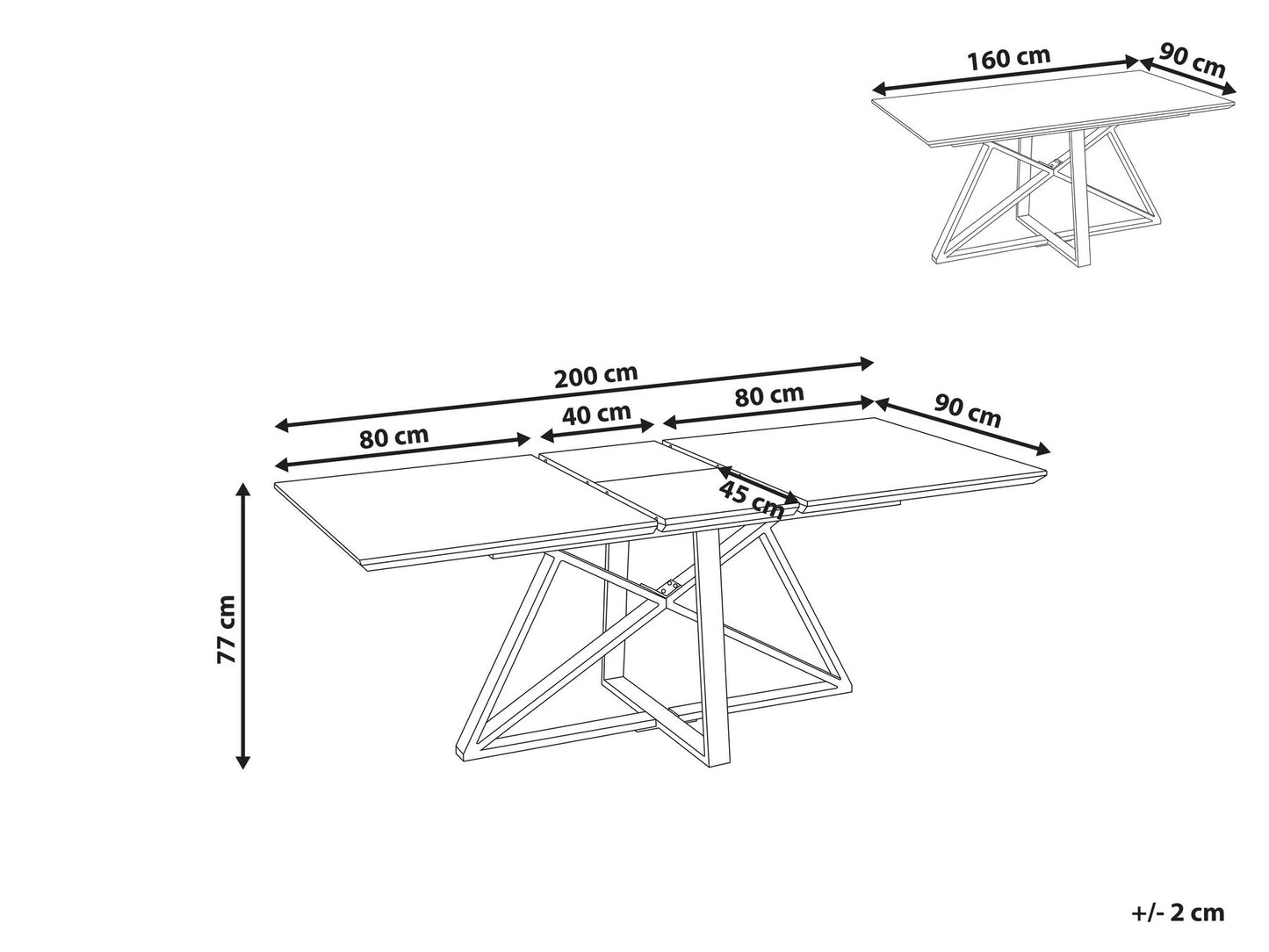 Mesa de comedor extensible blanco/dorado 160/200 x 90 cm
