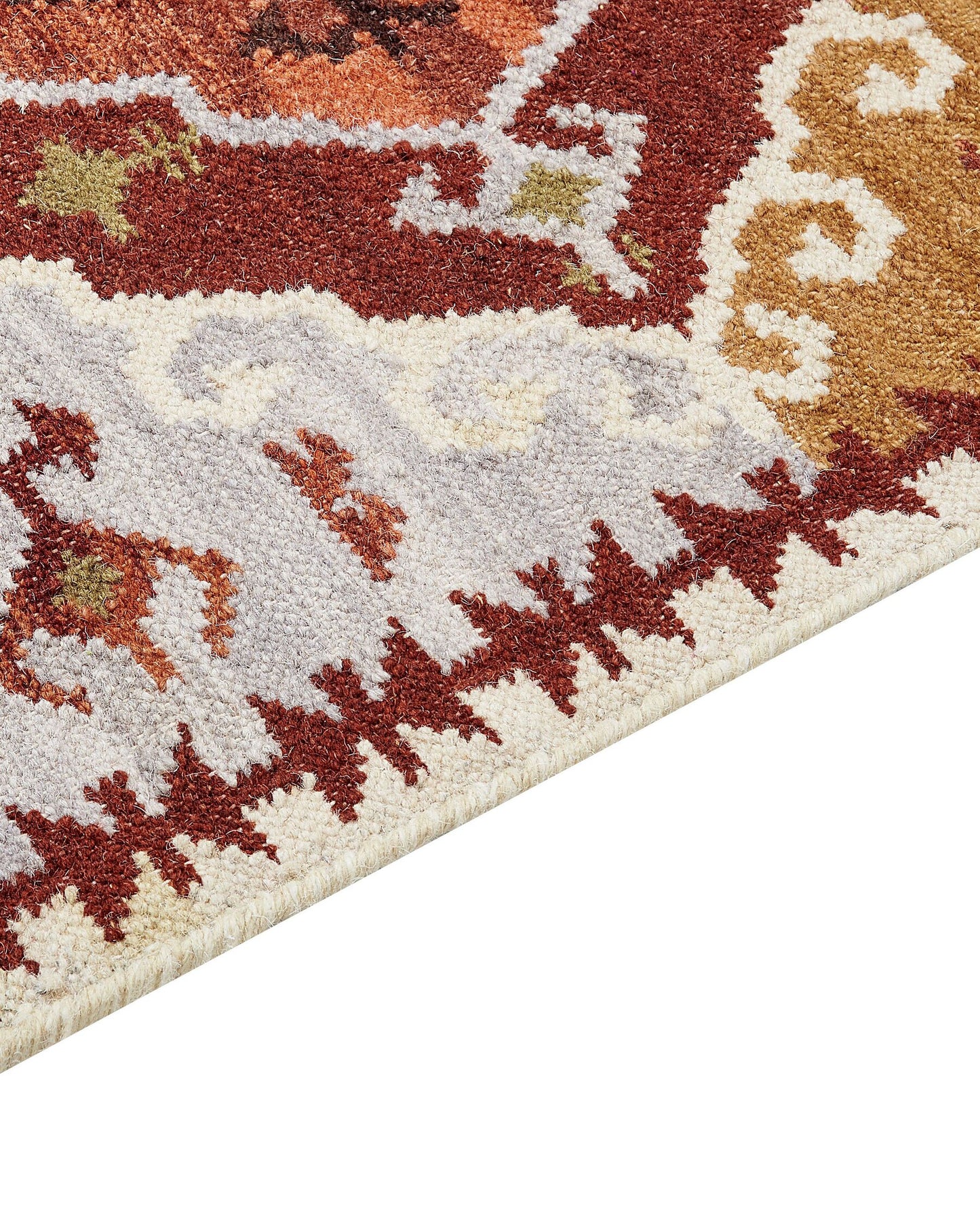 Alfombra kilim de lana naranja/marrón/gris 200 x 300 cm