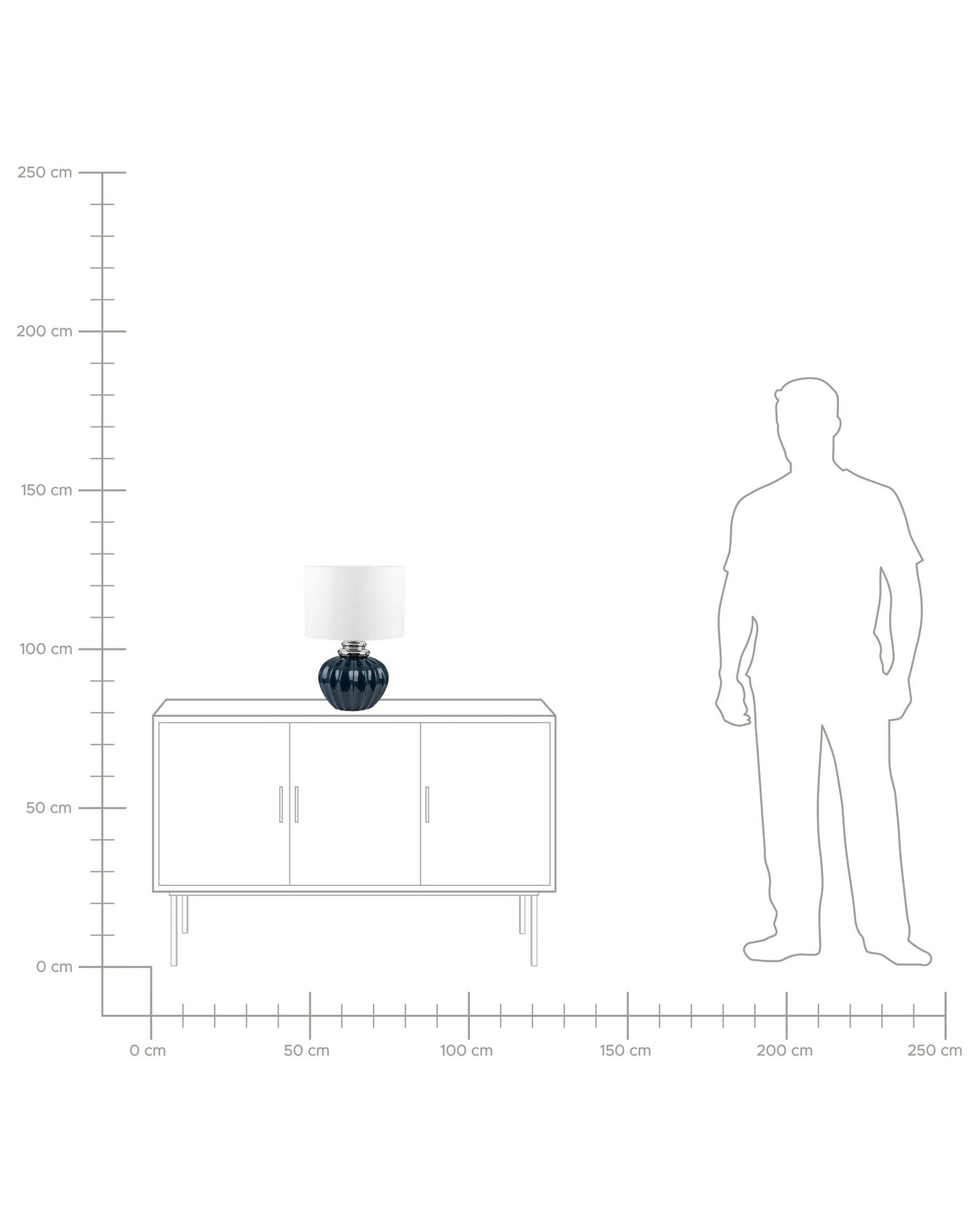 Lámpara de mesa de cerámica azul oscuro/blanco crema 45 cm