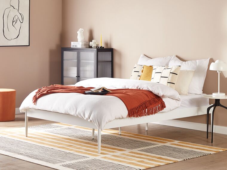 Cama con somier de metal blanco 140 x 200 cm
