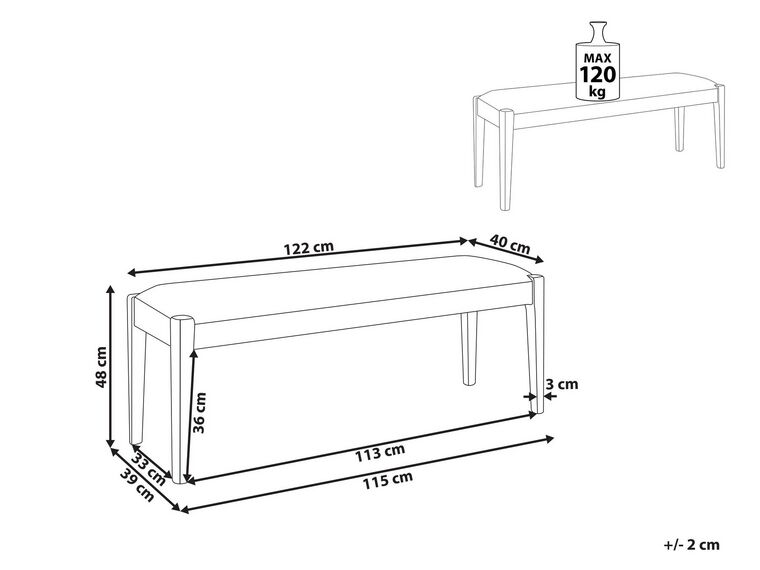 Banco de poliéster gris claro/madera clara