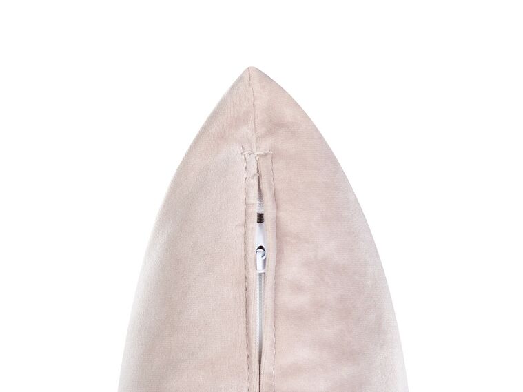 Chaise longue de terciopelo rosa pastel/madera oscura izquierdo