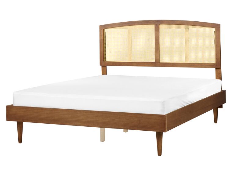 Cama LED de madera clara 160 x 200 cm