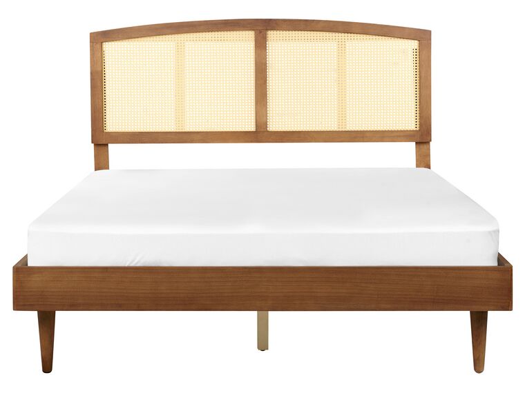 Cama LED de madera clara 160 x 200 cm