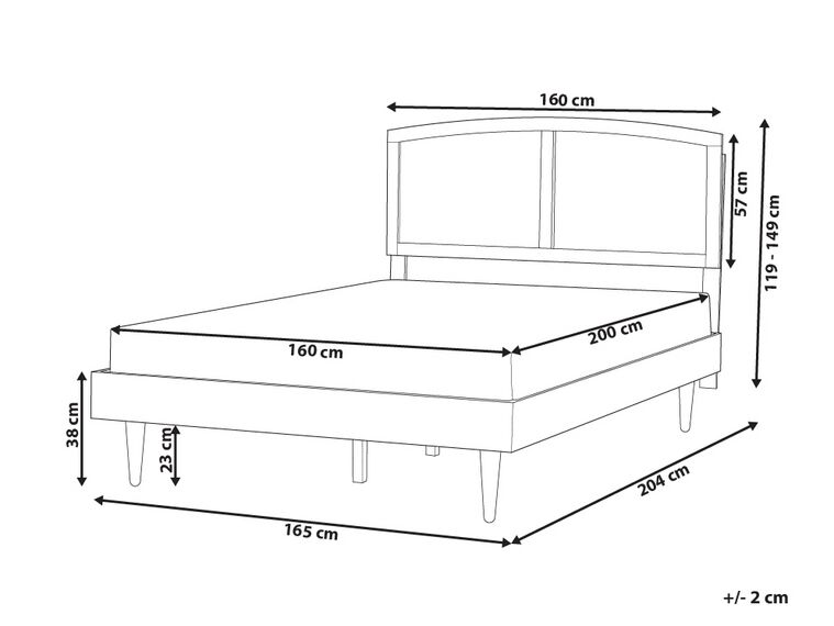 Cama LED de madera clara 160 x 200 cm