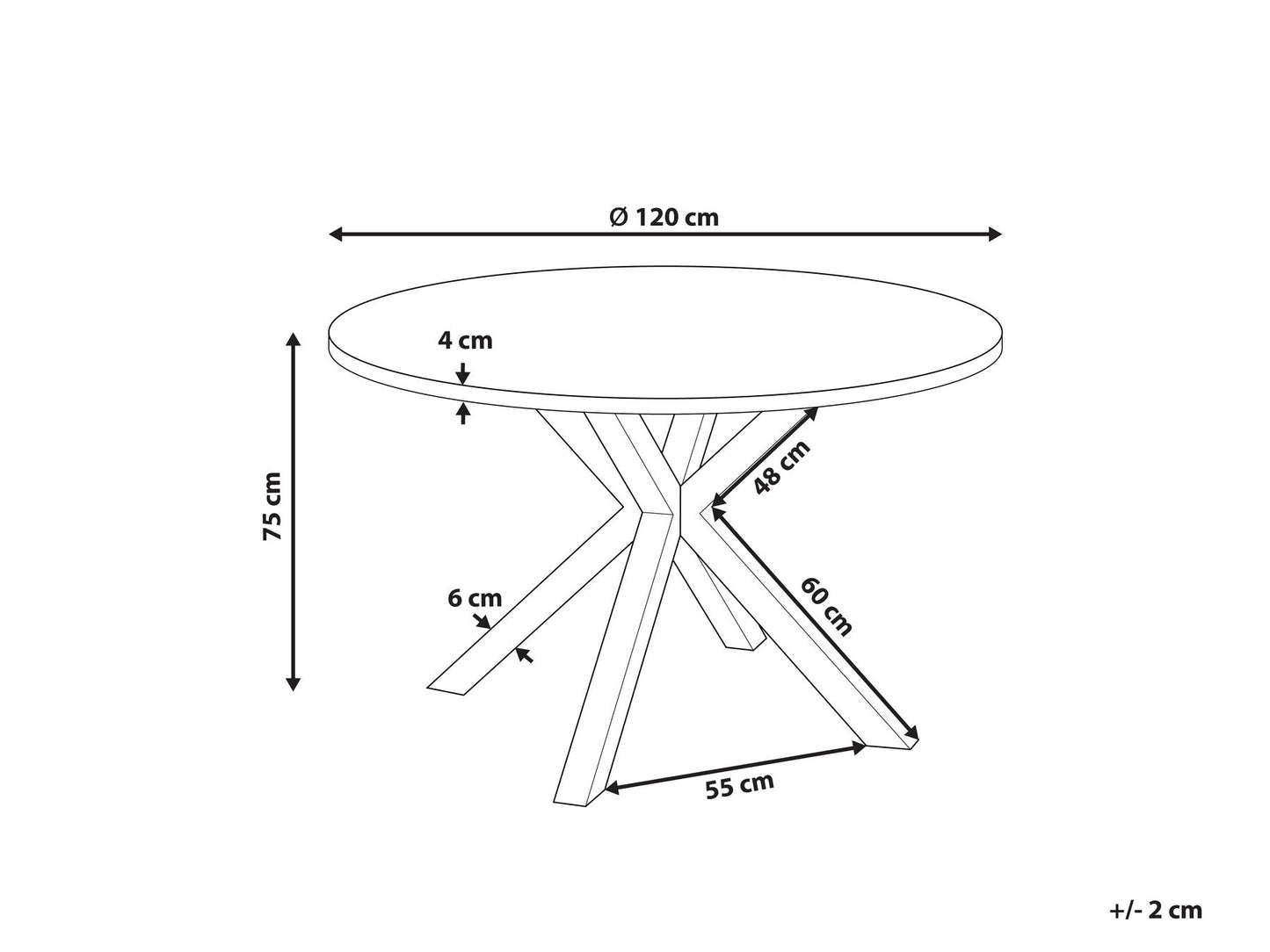 Mesa de jardín blanca con efecto mármol ⌀ 120 cm