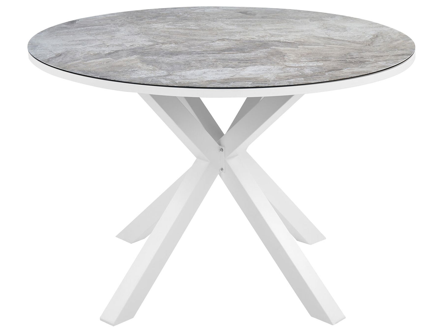 Mesa de jardín blanca con efecto mármol ⌀ 120 cm