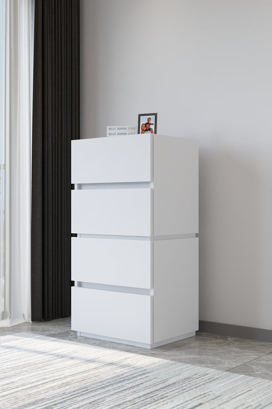 Juego de 2 Mesitas. Galata convertible en cómoda alta. Blanco