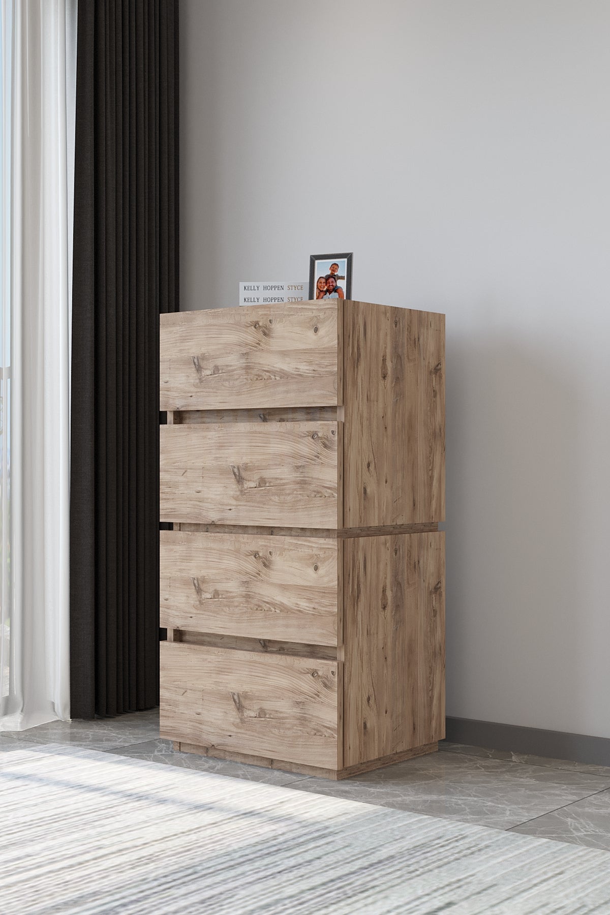 Juego de 2 Mesitas. Galata convertible en cómoda alta. Madera