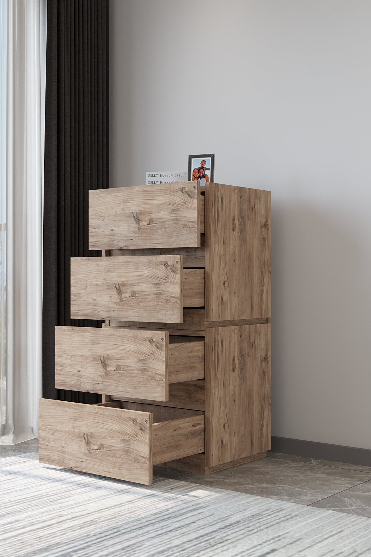 Juego de 2 Mesitas. Galata convertible en cómoda alta. Madera