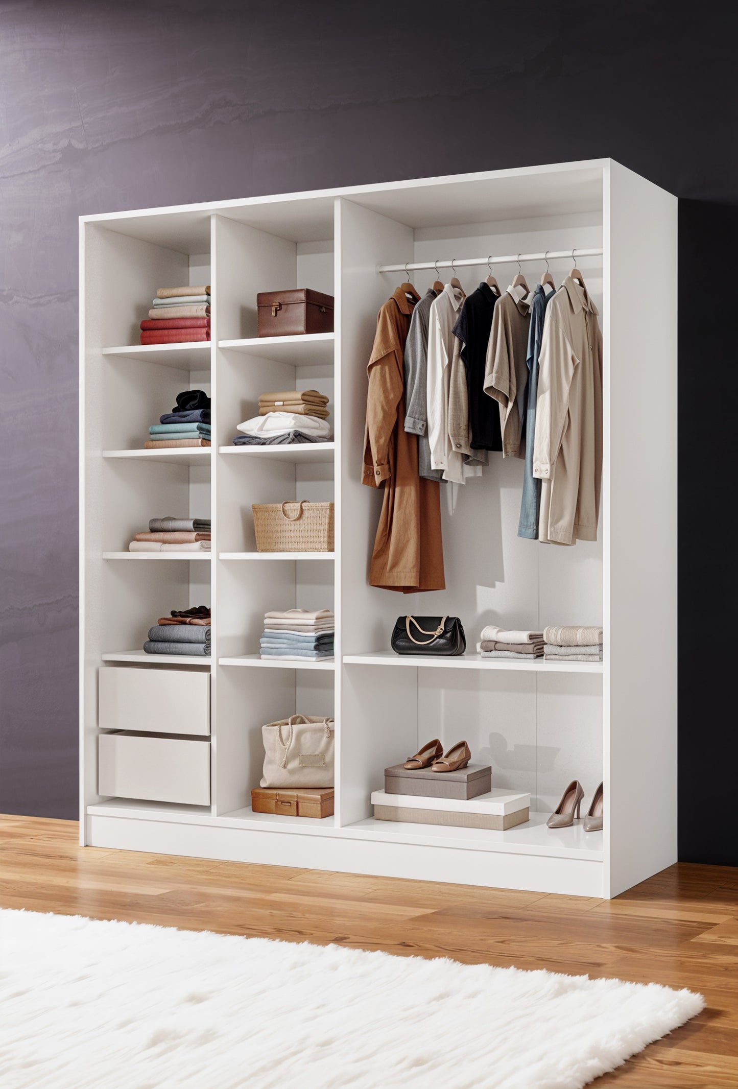 Armario zambak okazo caja blanca puertas antracitas