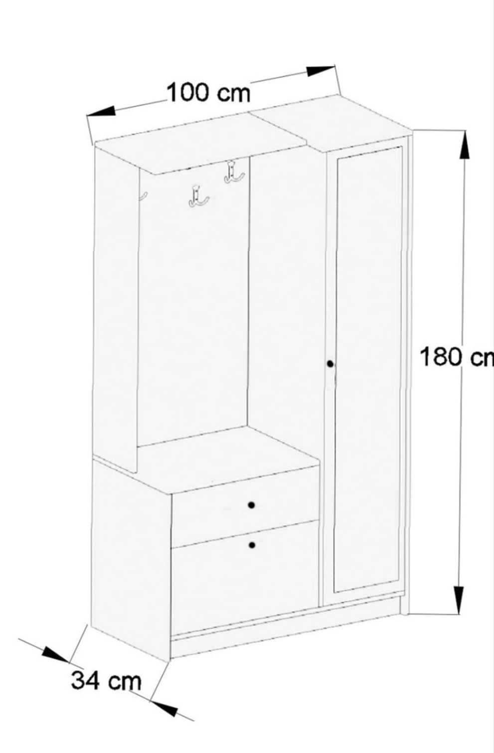 Mueble de entrada multifunción. Reina. Blanco y madera