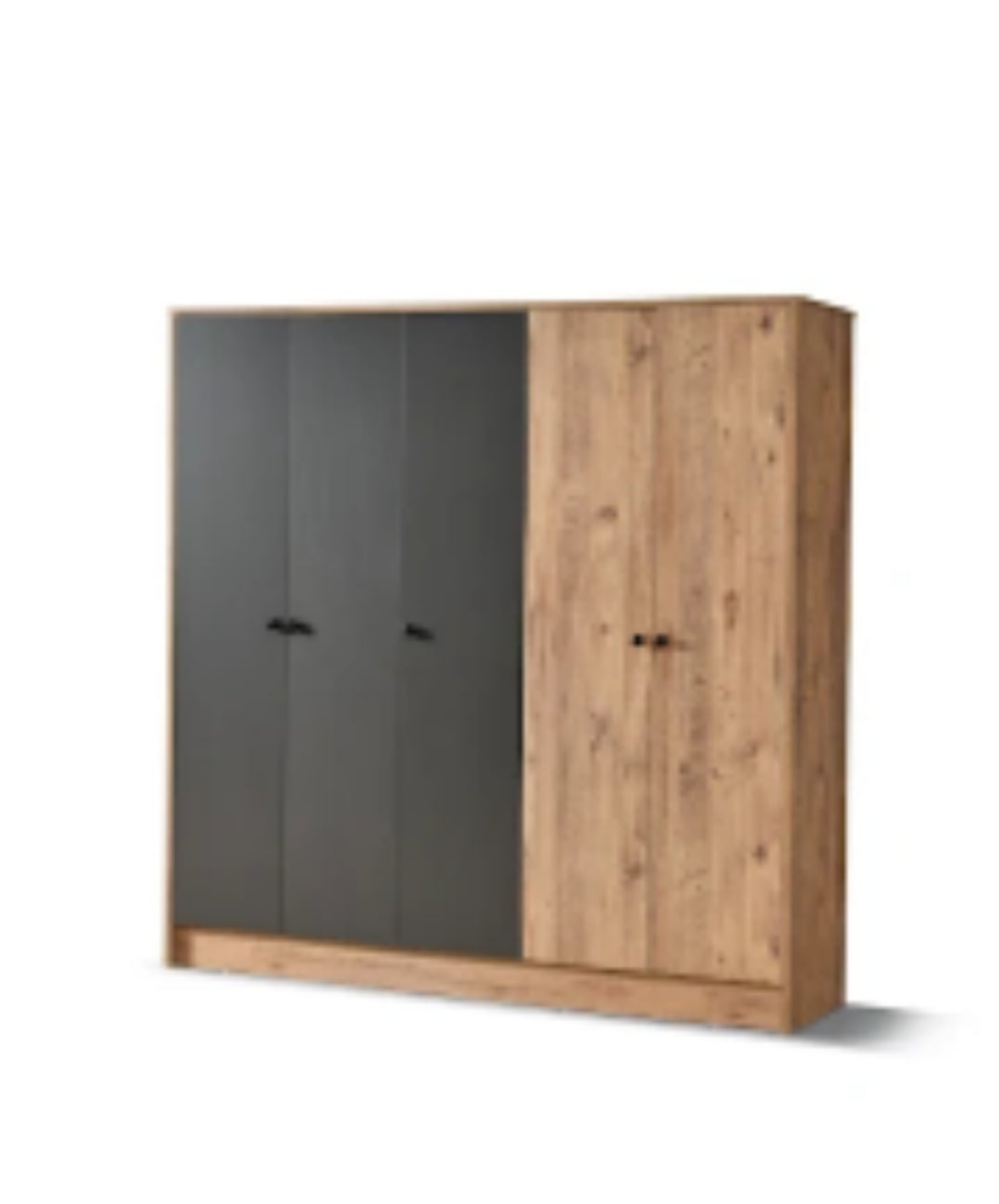 Armario diva. Bicolor Madera y Antracita – Gran Capacidad, Diseño Exclusivo y Calidad Premium Okazo