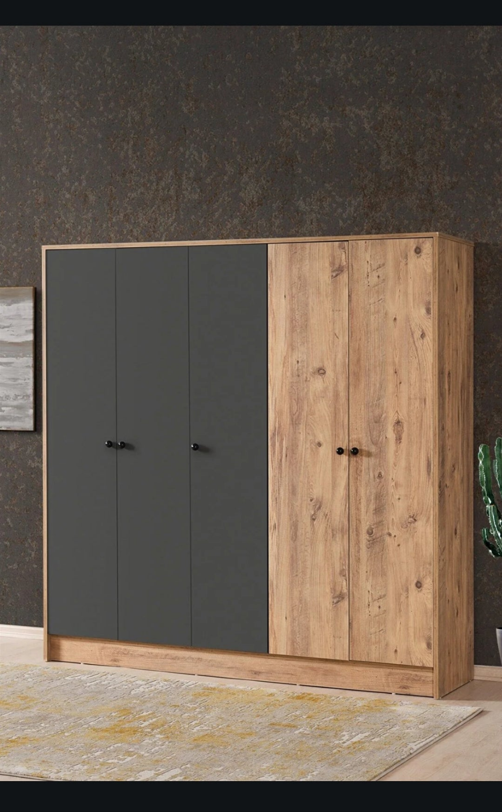 Armario diva. Bicolor Madera y Antracita – Gran Capacidad, Diseño Exclusivo y Calidad Premium Okazo