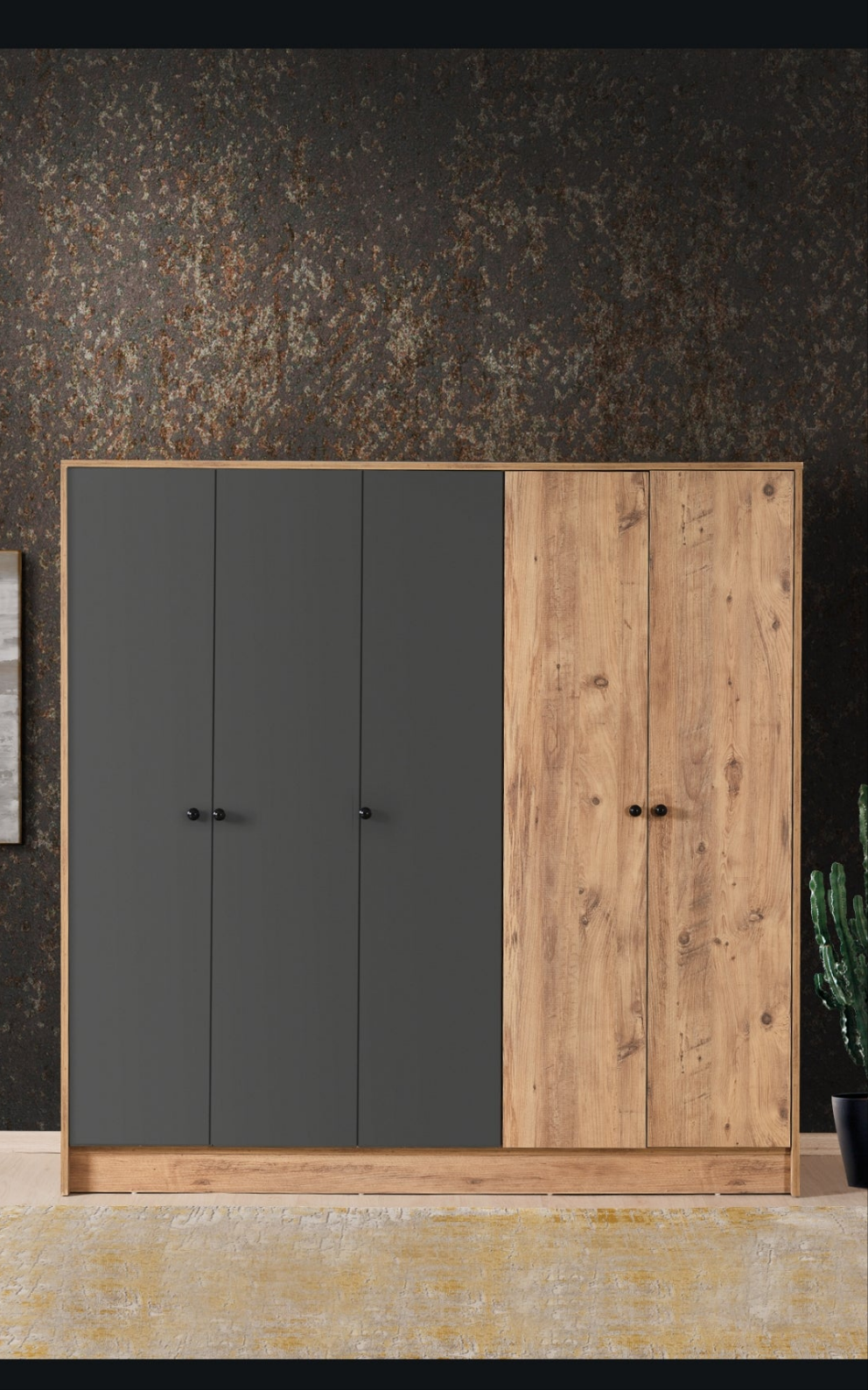 Armario diva. Bicolor Madera y Antracita – Gran Capacidad, Diseño Exclusivo y Calidad Premium Okazo