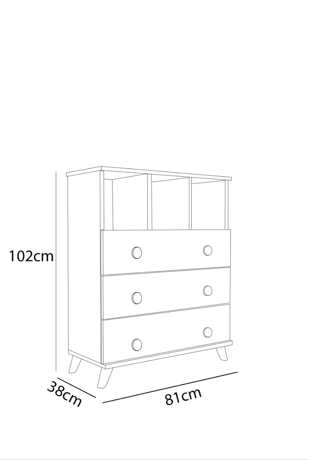 ---

Cajonera gris antracita .babil . de 3 cajones con espacio superior – Modernidad, estilo y
