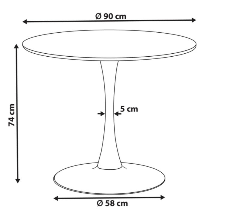 Mesa de comedor madera clara/negro 90cm