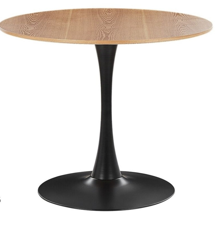 Mesa de comedor madera clara/negro 90cm