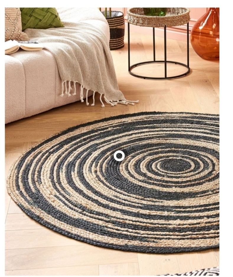 Alfombra de yute beige/ negro