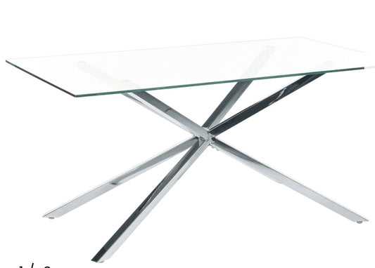 Mesa de comedor rectangular de vidrio