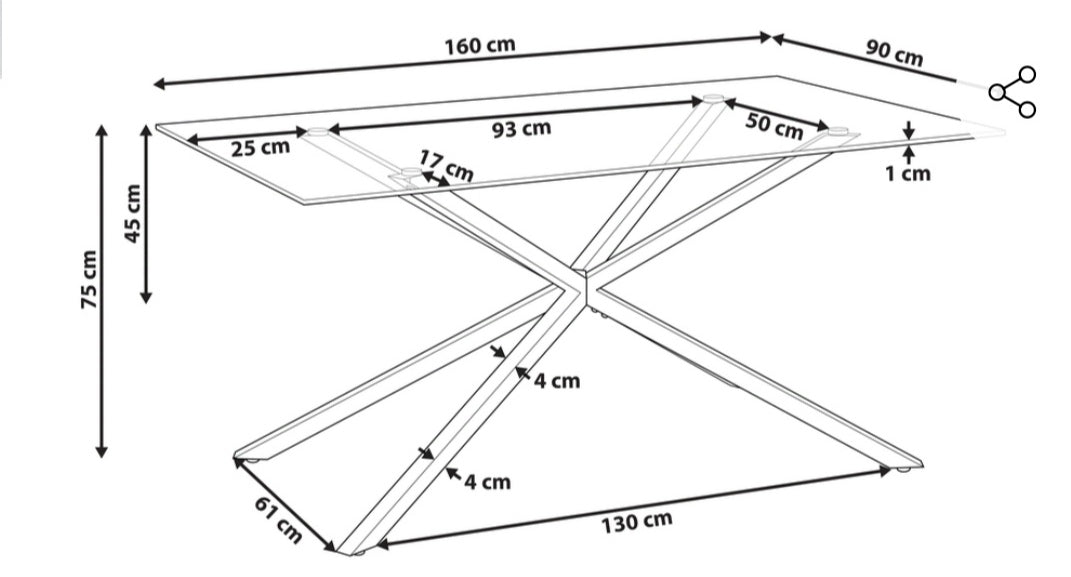 Mesa de comedor rectangular de vidrio