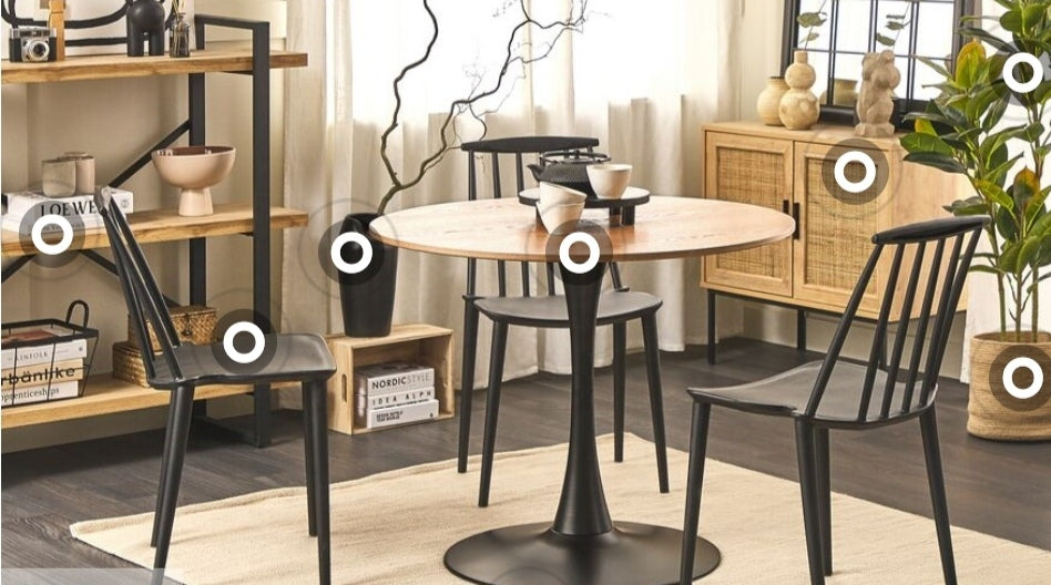 Mesa de comedor madera clara / negro 90cm