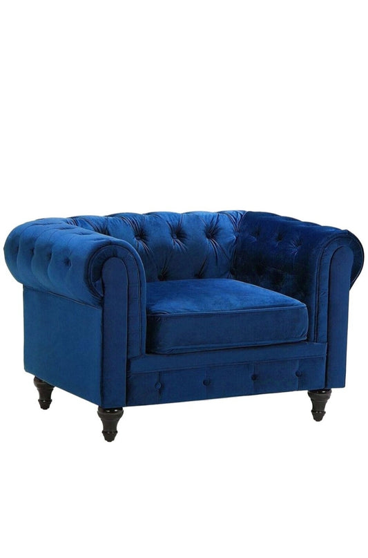 Sillón chesterfield terciopelo azul marino