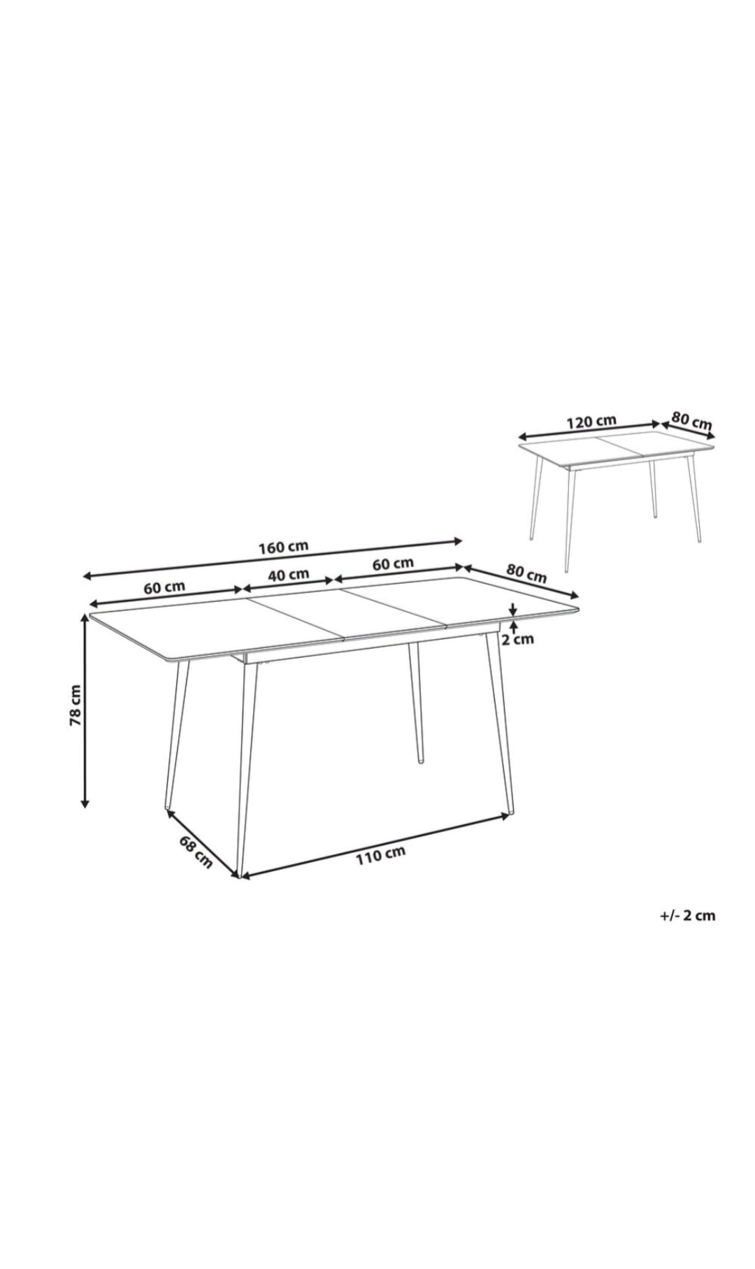 Mesa de comedor extensible 120/160