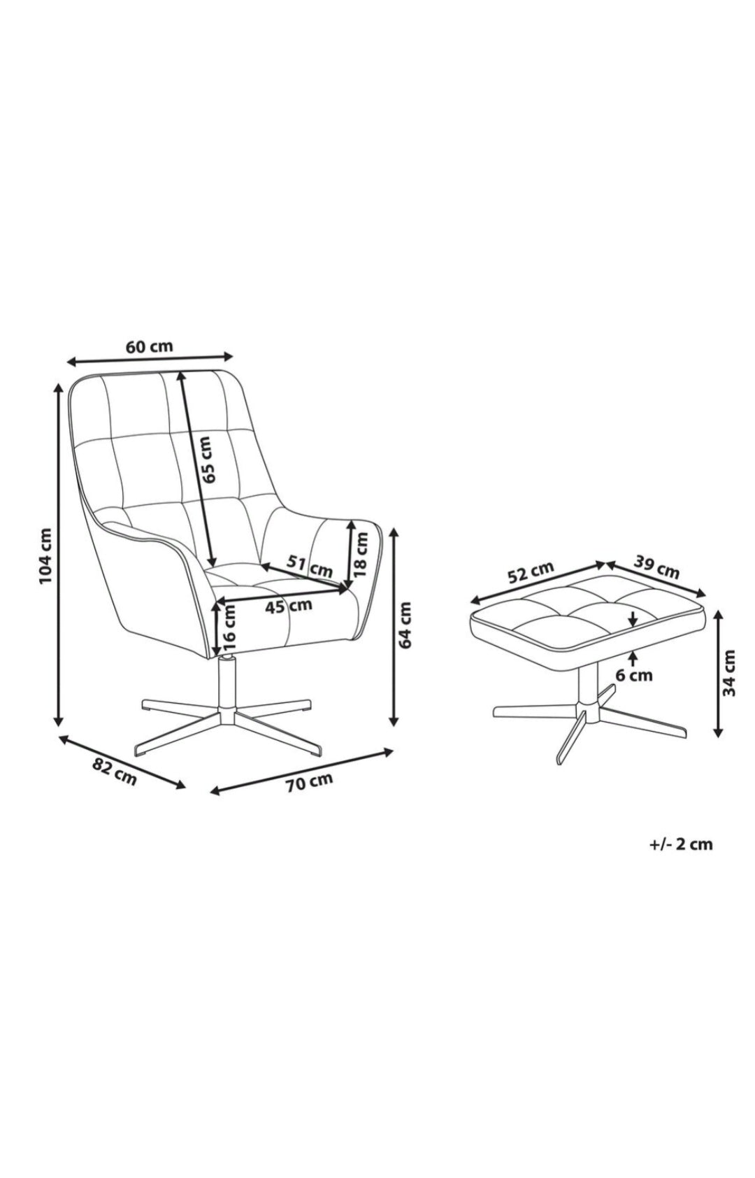 Sillón de terciopelo beige con reposapies