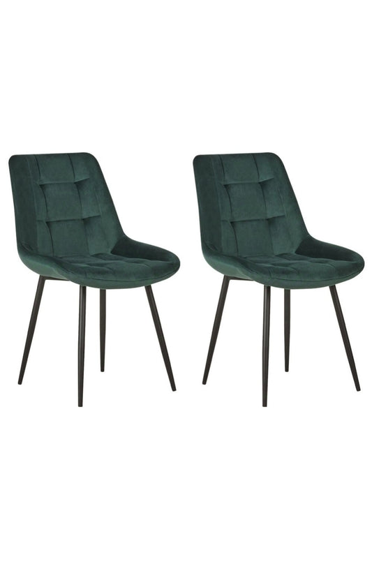 Conjunto de 2 sillas de comedor de terciopelo verde