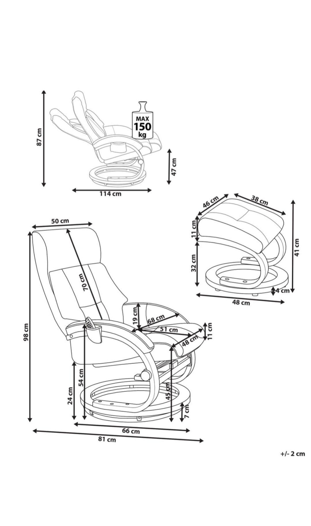 Sillón de masaje de piel sintética beige