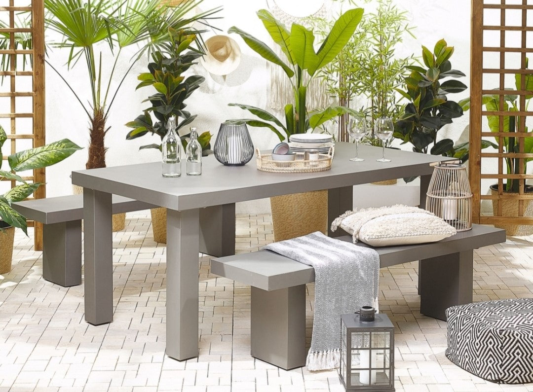 Mesa de comedor de cemento reforzado gris