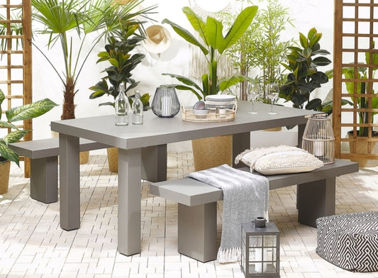 Mesa de comedor de cemento reforzado gris