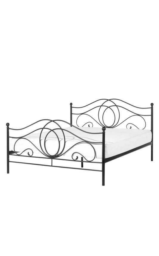 Cama con somier de metal negro 140/200