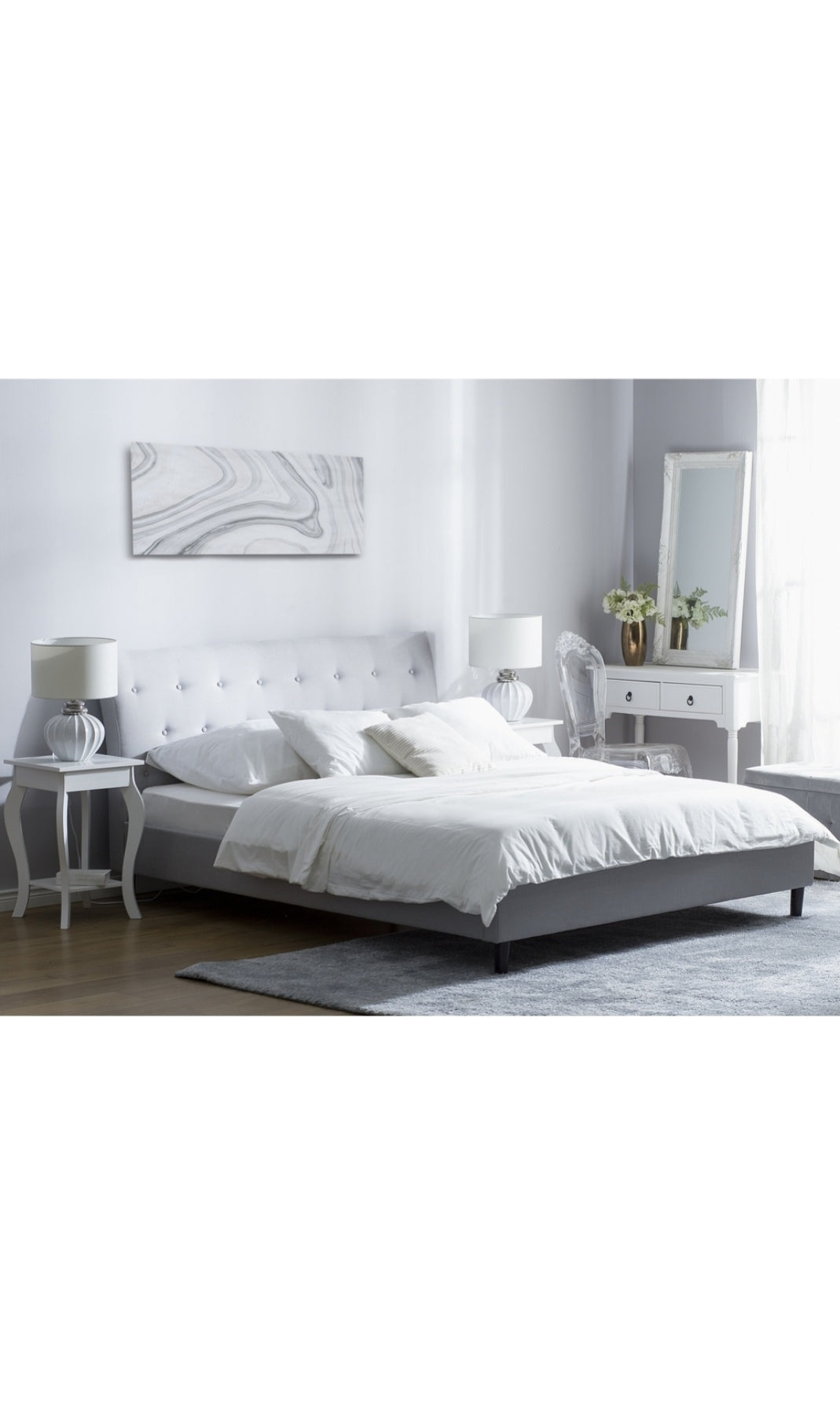 Cama tapizado gris