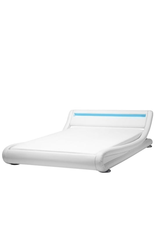 Cama blanca en piel sintética 160/200